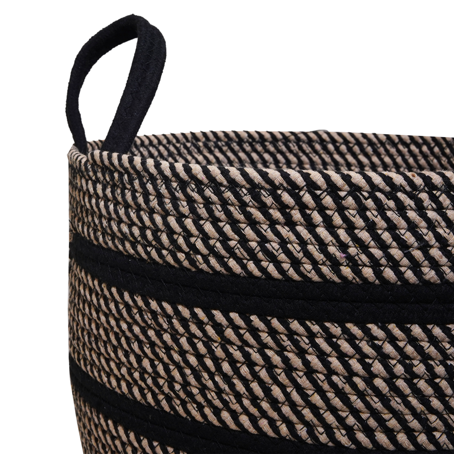 Cesto De Mimbre Color Negro Y Beige FREE HOME Unidad