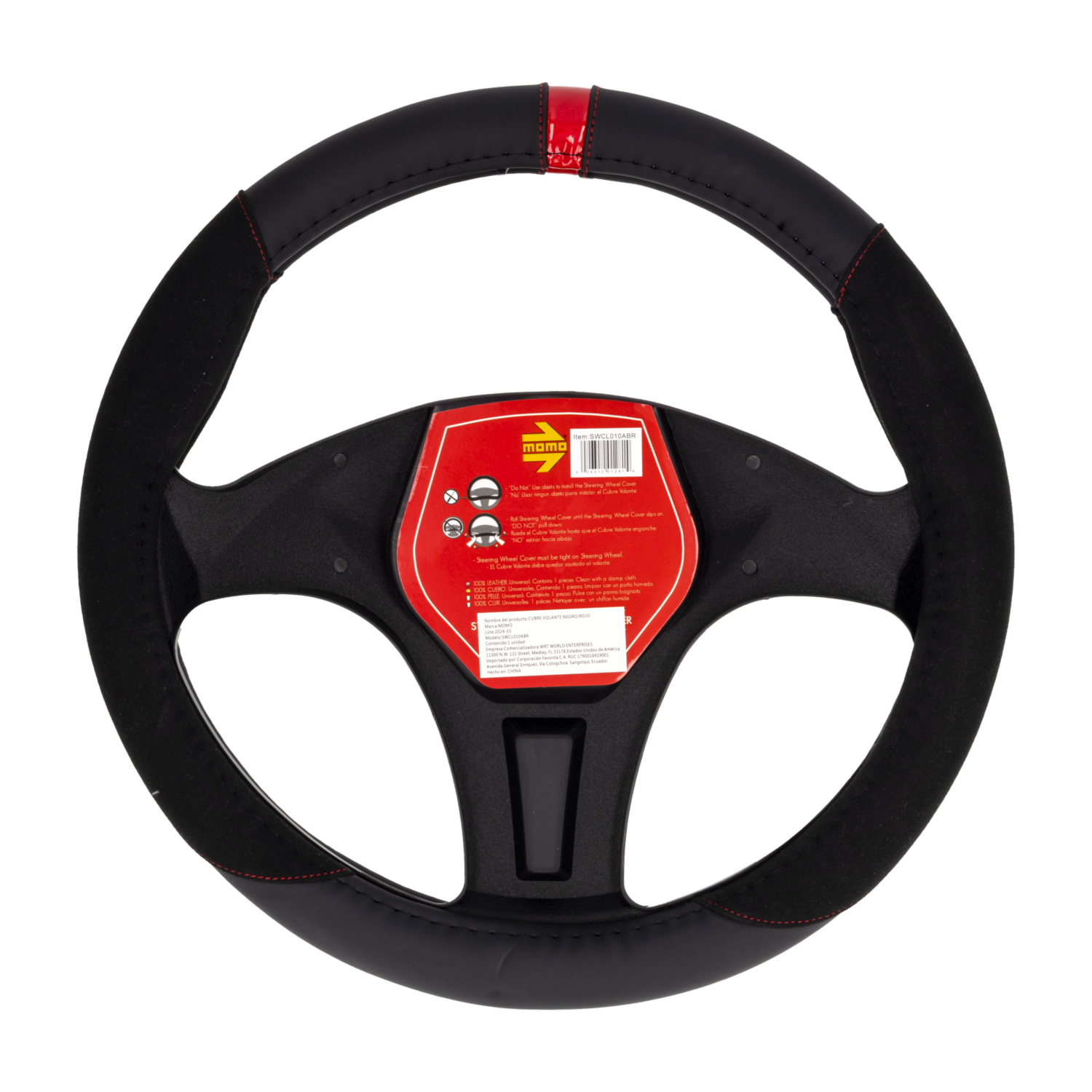 Cubre Volante Diseño Alcántara Negro Rojo 10 MOMO Unidad