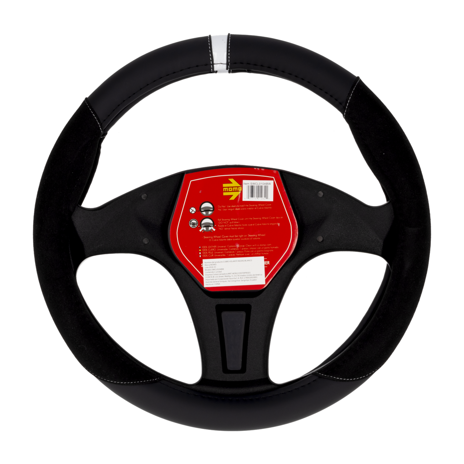 Cubre Volante Diseño Alcántara Negro Blanco 10 MOMO Unidad