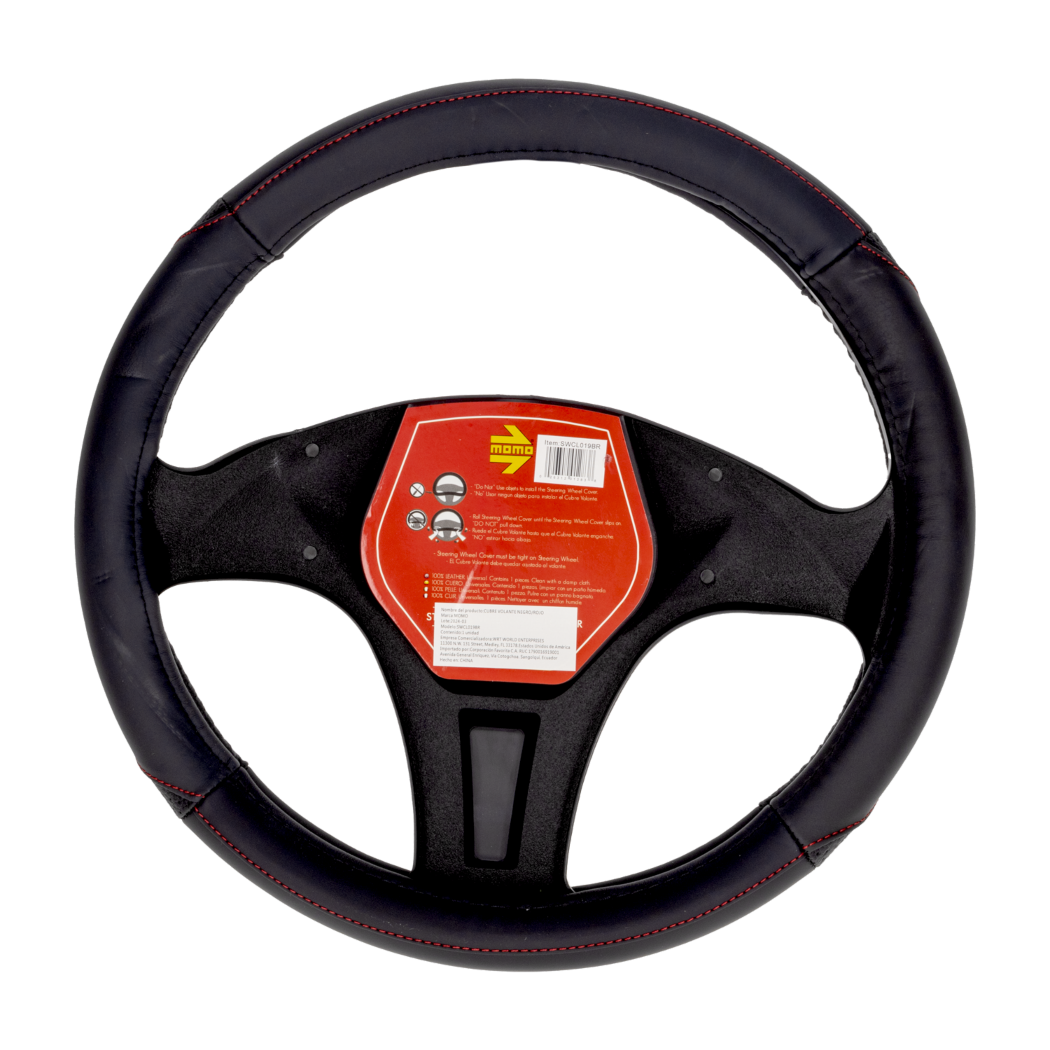 Cubre Volante De Cuero Negro Rojo 19 MOMO Unidad