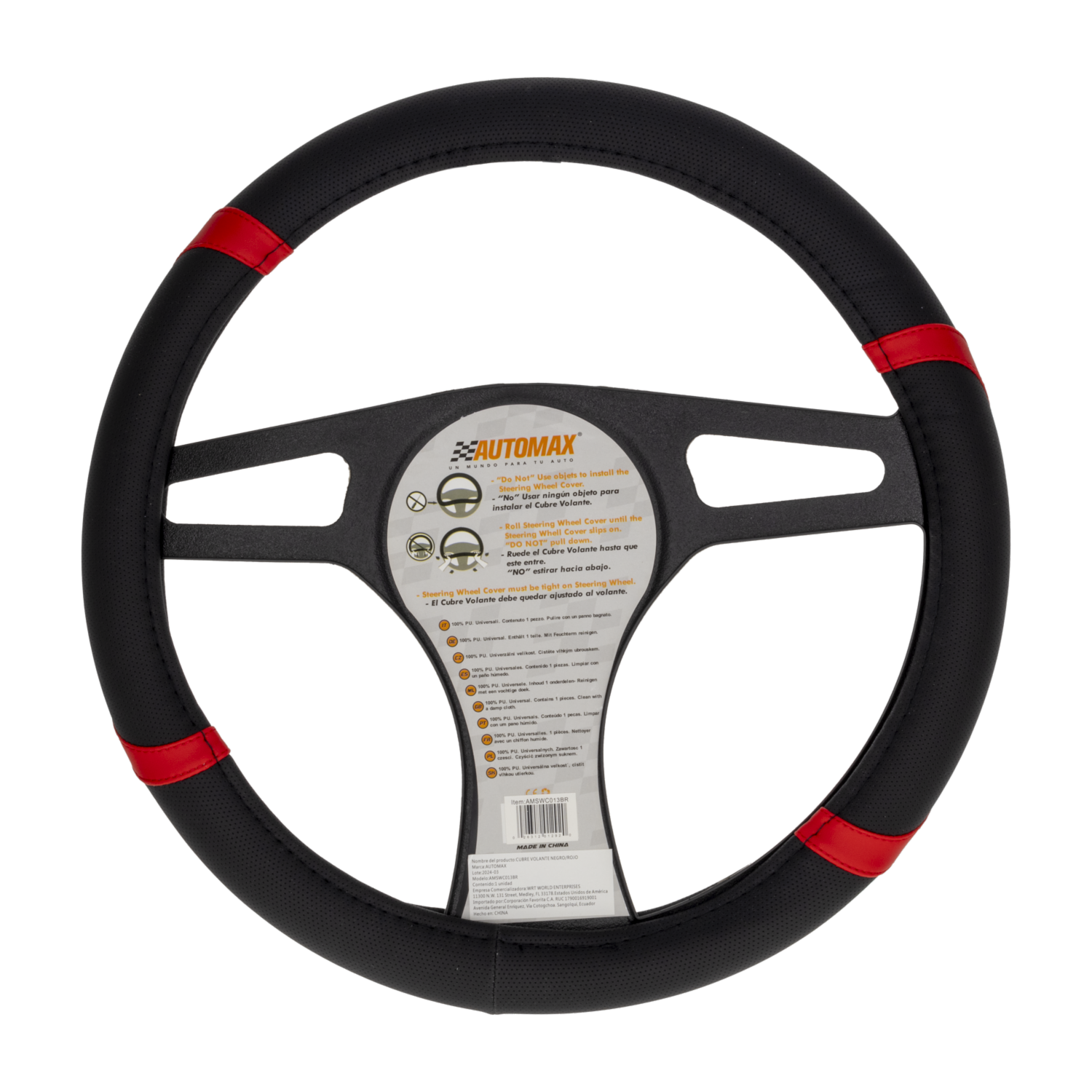 Cubre Volante Negro Rojo 13 AUTOMAX Unidad