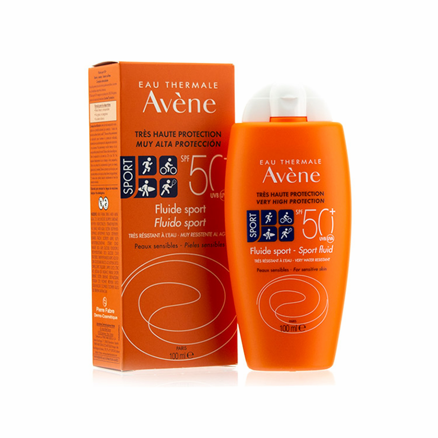 Protector Solar Solar Facial Fluido Sport Con Factor De Protección Solar 50+ AVÈNE 100 Ml