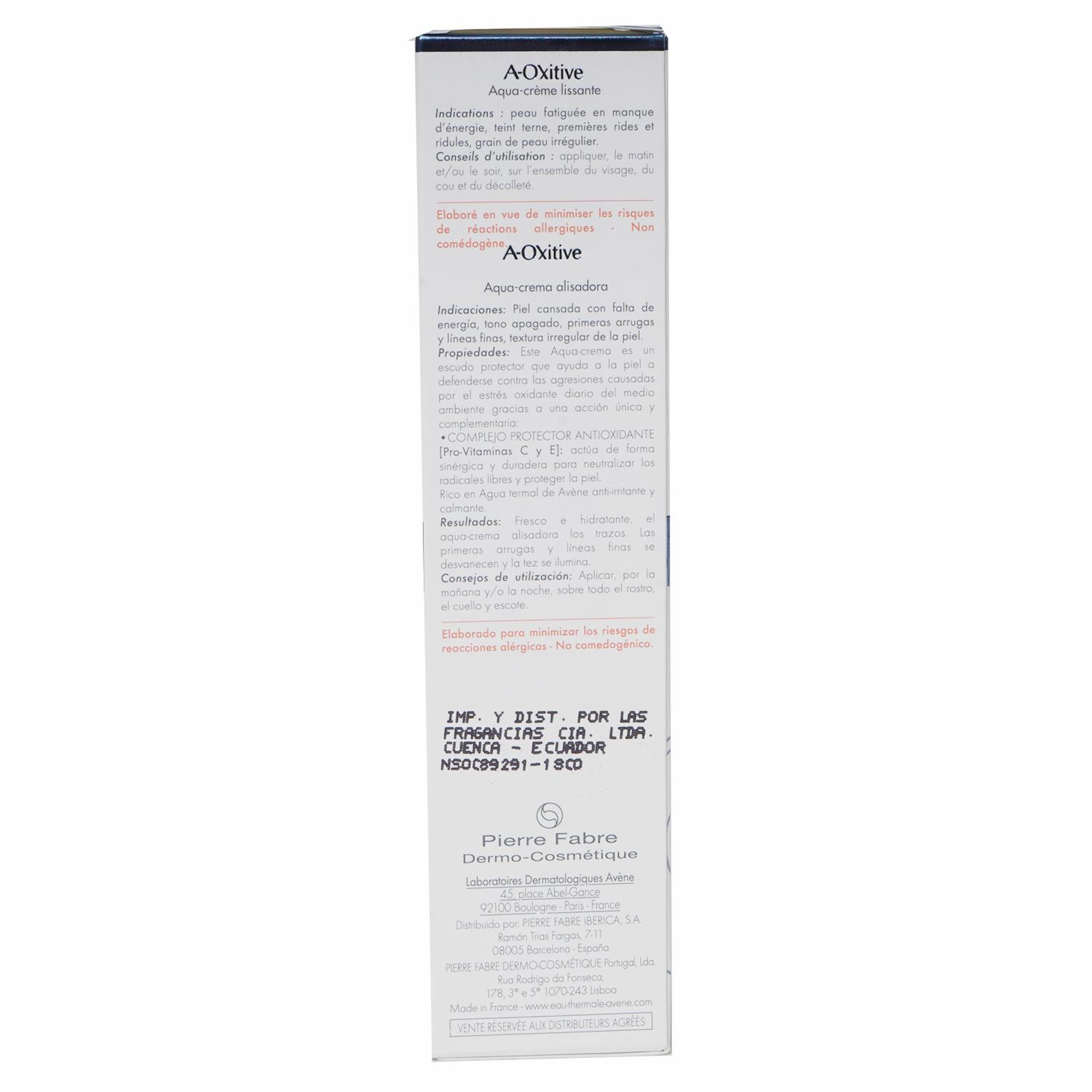 Crema Facial A-Oxitive Aqua Anti-Oxidante AVÈNE 40 Ml