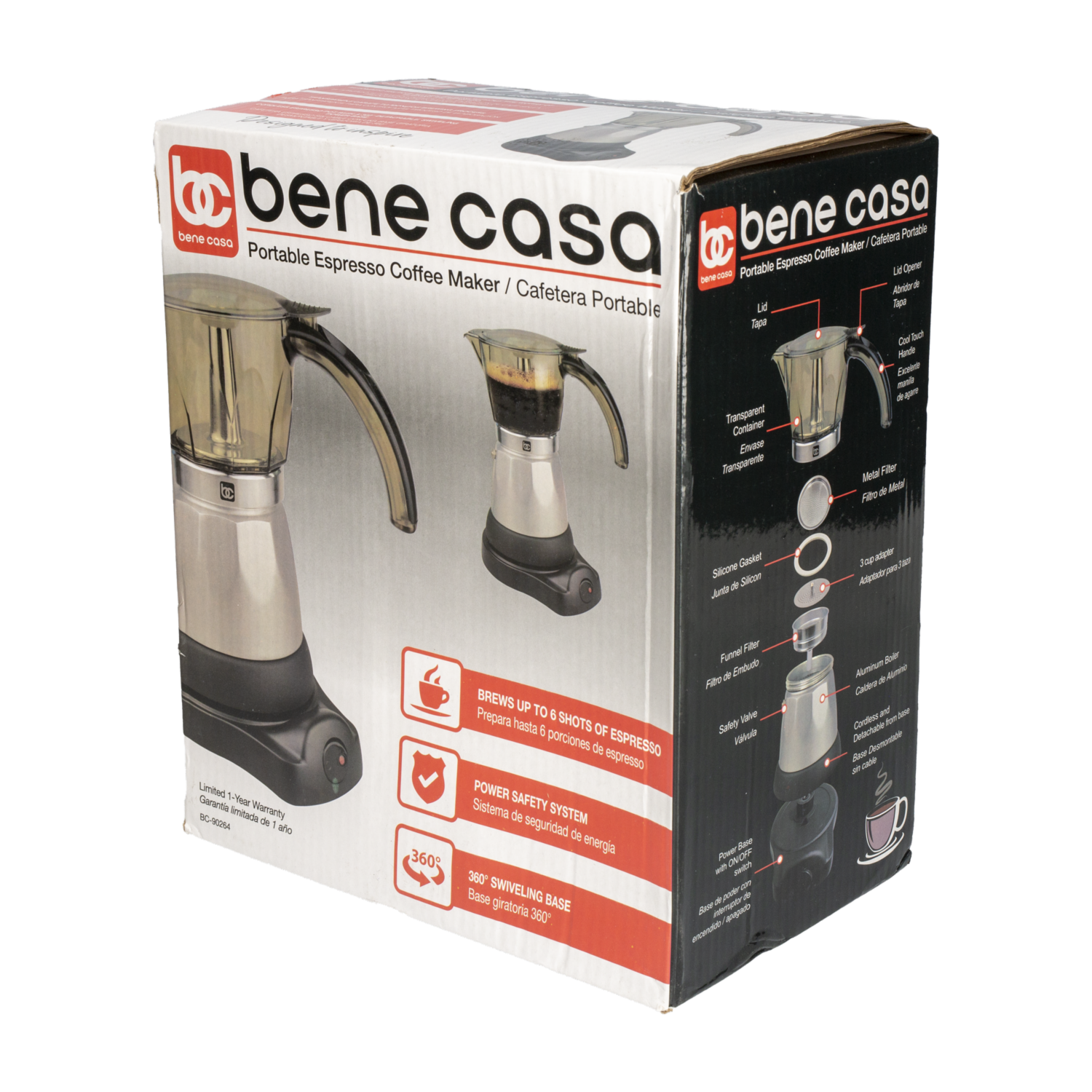 Cafetera Eléctrica Portable BC-90264 BENE CASA 6 Tazas