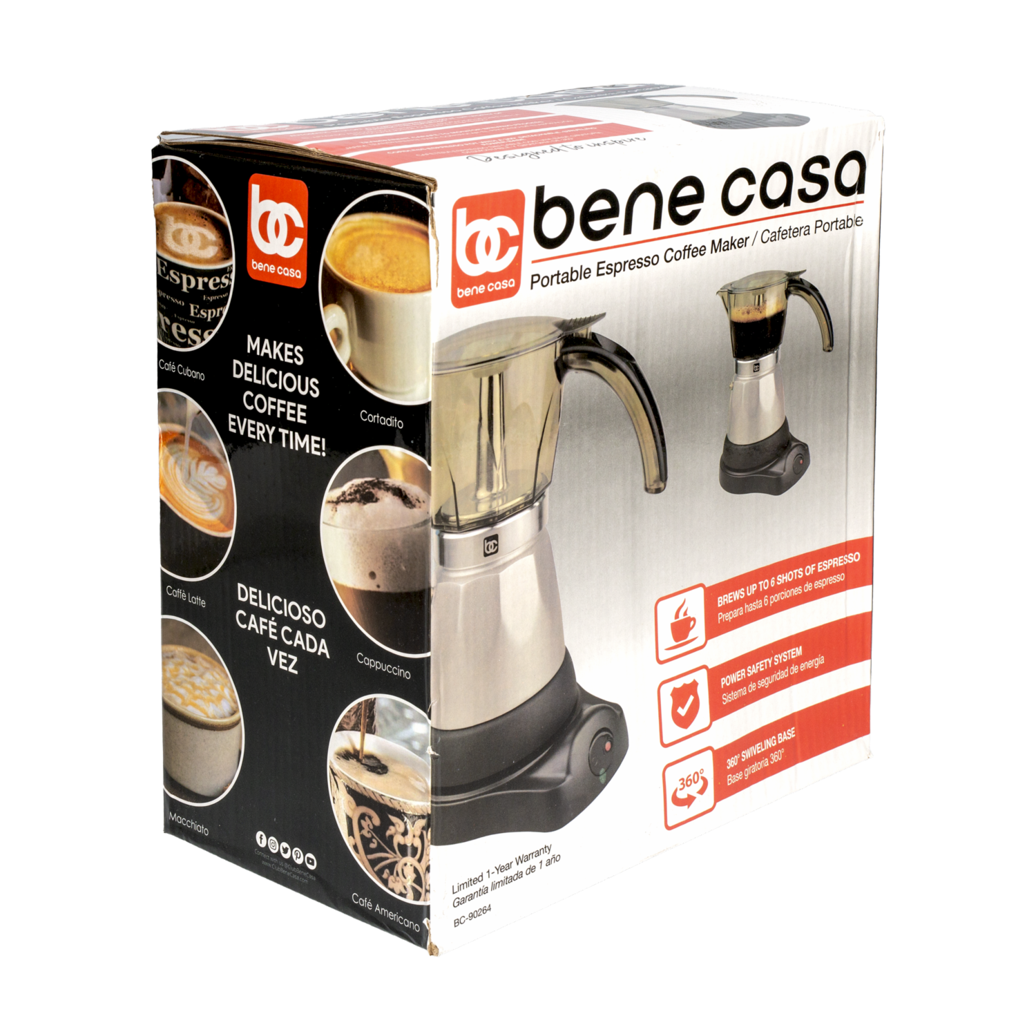 Cafetera Eléctrica Portable BC-90264 BENE CASA 6 Tazas