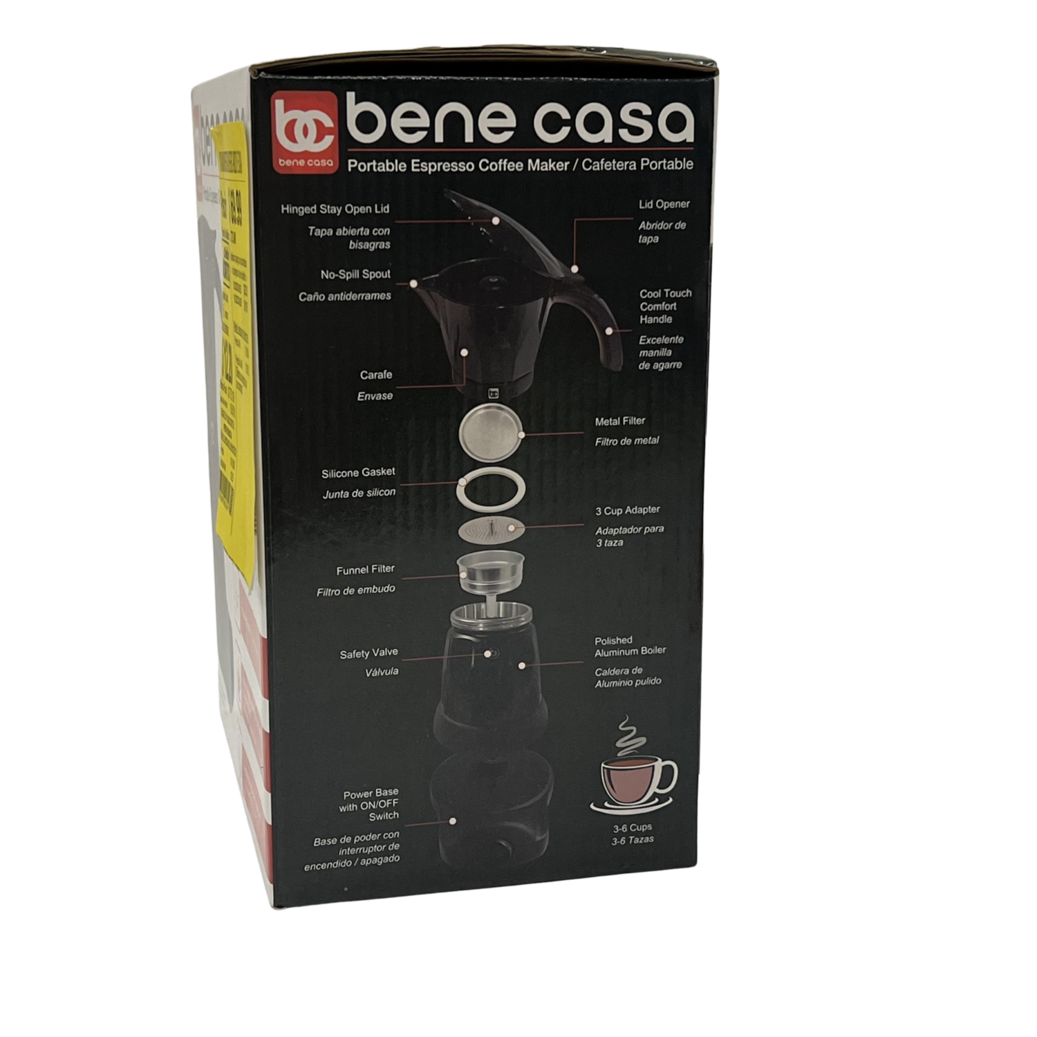 Cafetera Eléctrica Portable BC-90270 BENE CASA 6 Tazas