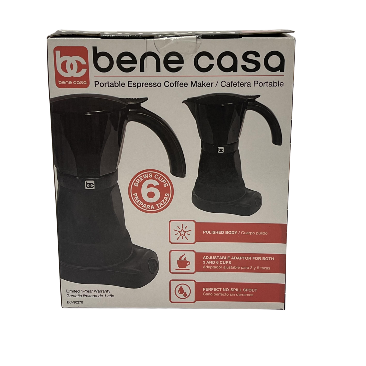 Cafetera Eléctrica Portable BC-90270 BENE CASA 6 Tazas