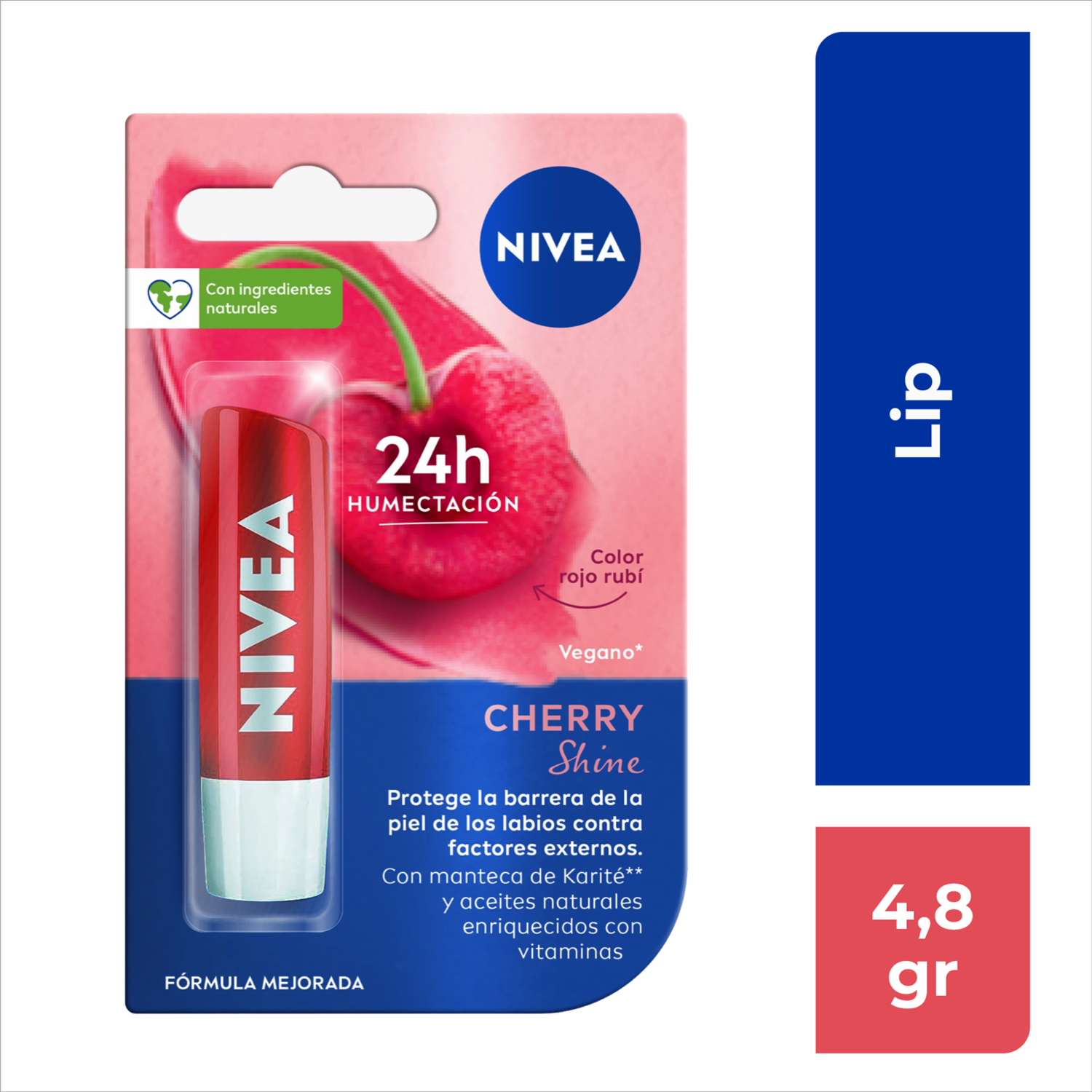 Bálsamo Labial Care Hidratante Cereza Shine NIVEA 4.8 G