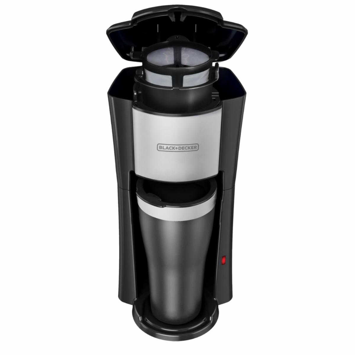 Cafetera Eléctrica Individual Y Taza Térmica, Negro Y Plata BLACK & DECKER 2 Tazas