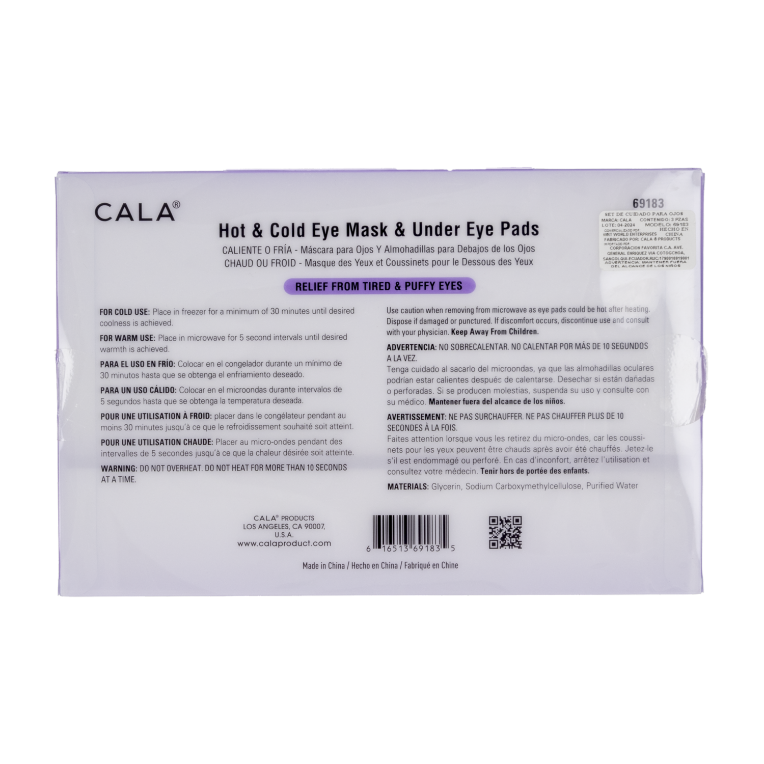 Mascarilla Para Ojos Frio CALA X3 Piezas