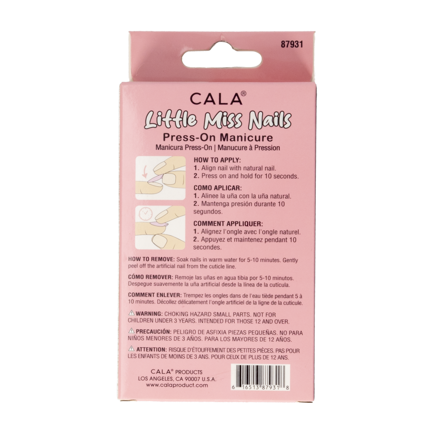 Uñas Postizas Negro Y Rosado CALA 24 Piezas