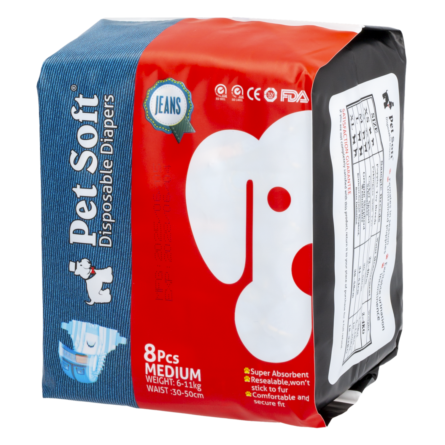 Pañal Para Mascota Estilo Jean PET SOFT Medianos