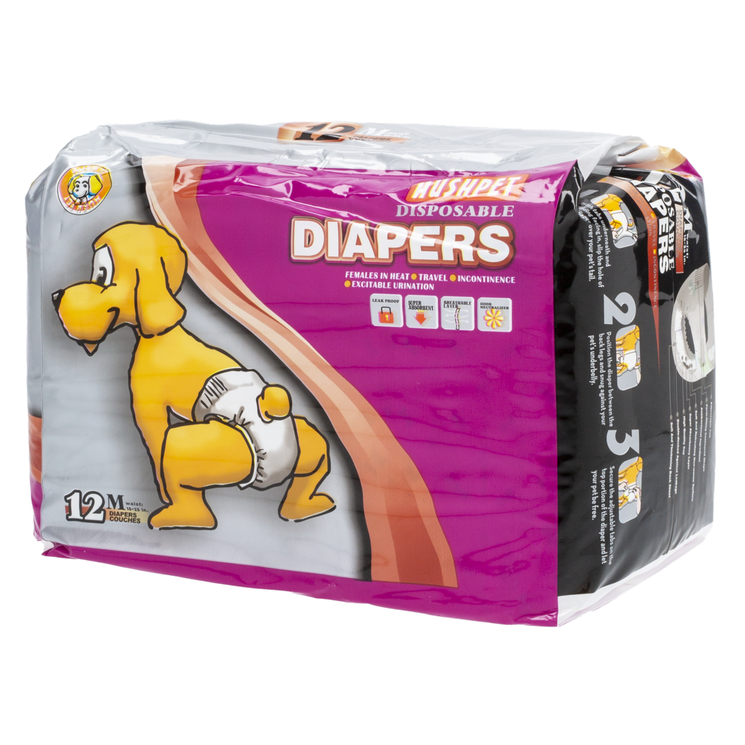 Pañal Para Mascota Básico HUSHPET X 12 Uds