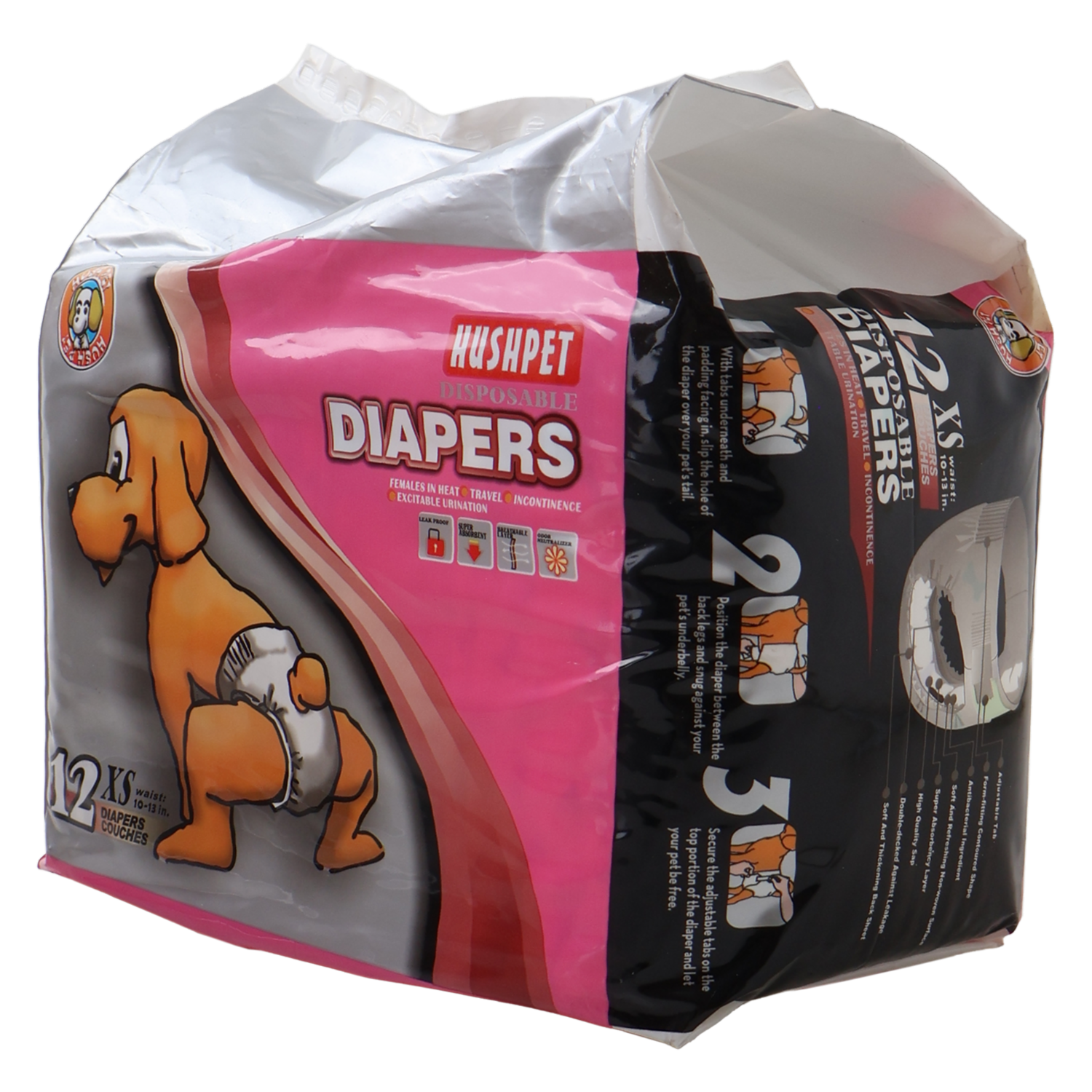 Pañal De Mascotas Básico HUSHPET X 12 Uds