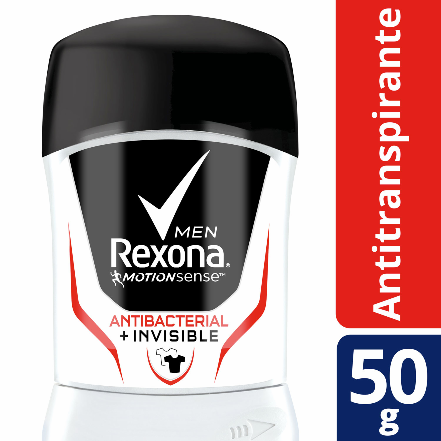 Desodorante En Barra Para Caballero Invisible Antibacterial REXONA 50 G