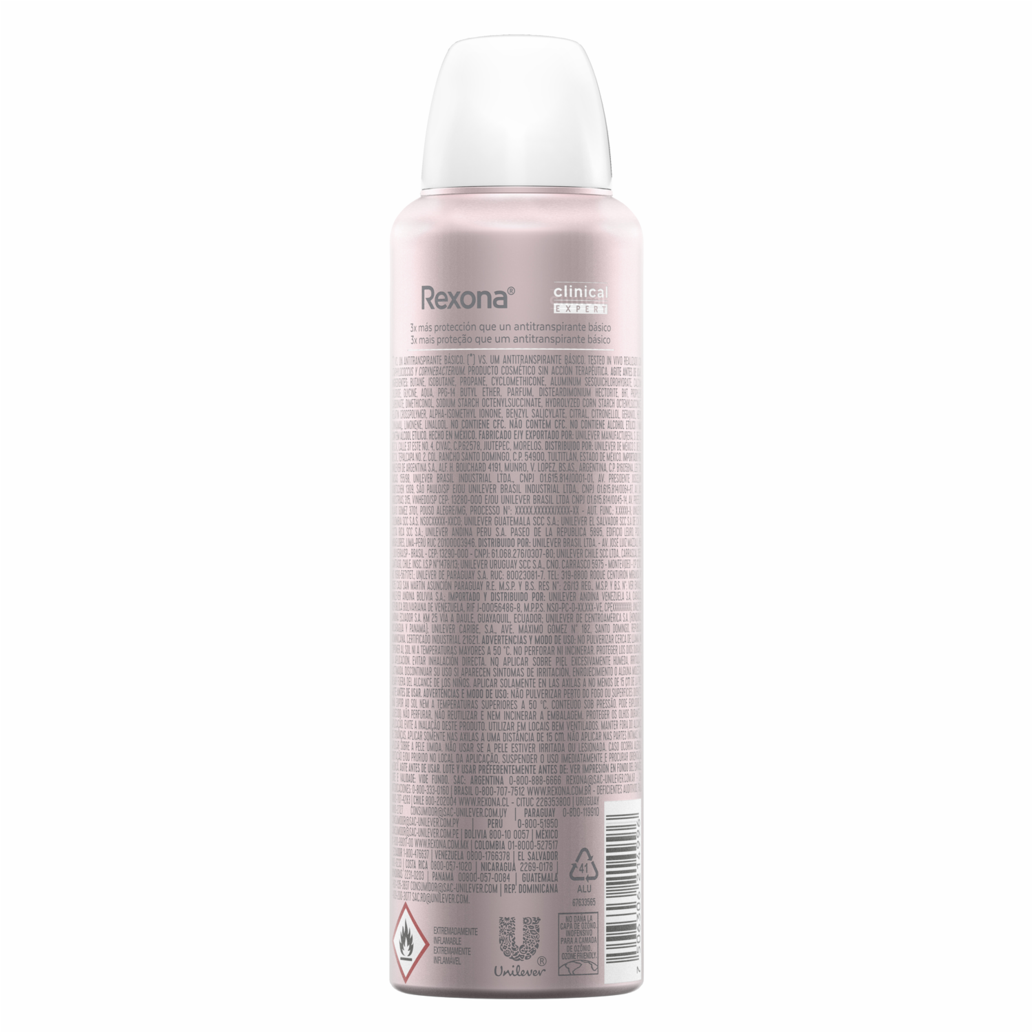 Desodorante En Aerosol Para Dama Antitranspirante Clinical Expert Antibacterial REXONA 150 Ml