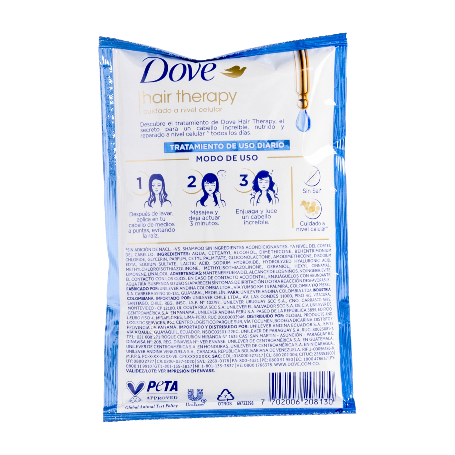 Tratamiento Capilar Hidratación + Hialurónico DOVE Sachet 60 Ml