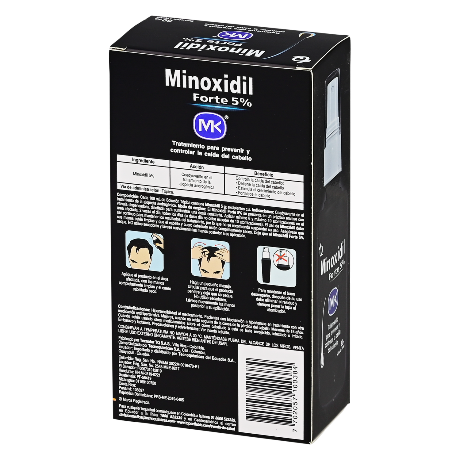 Minoxidil Loción Forte Tratamiento Anticaída Al 5% MK 60 Ml