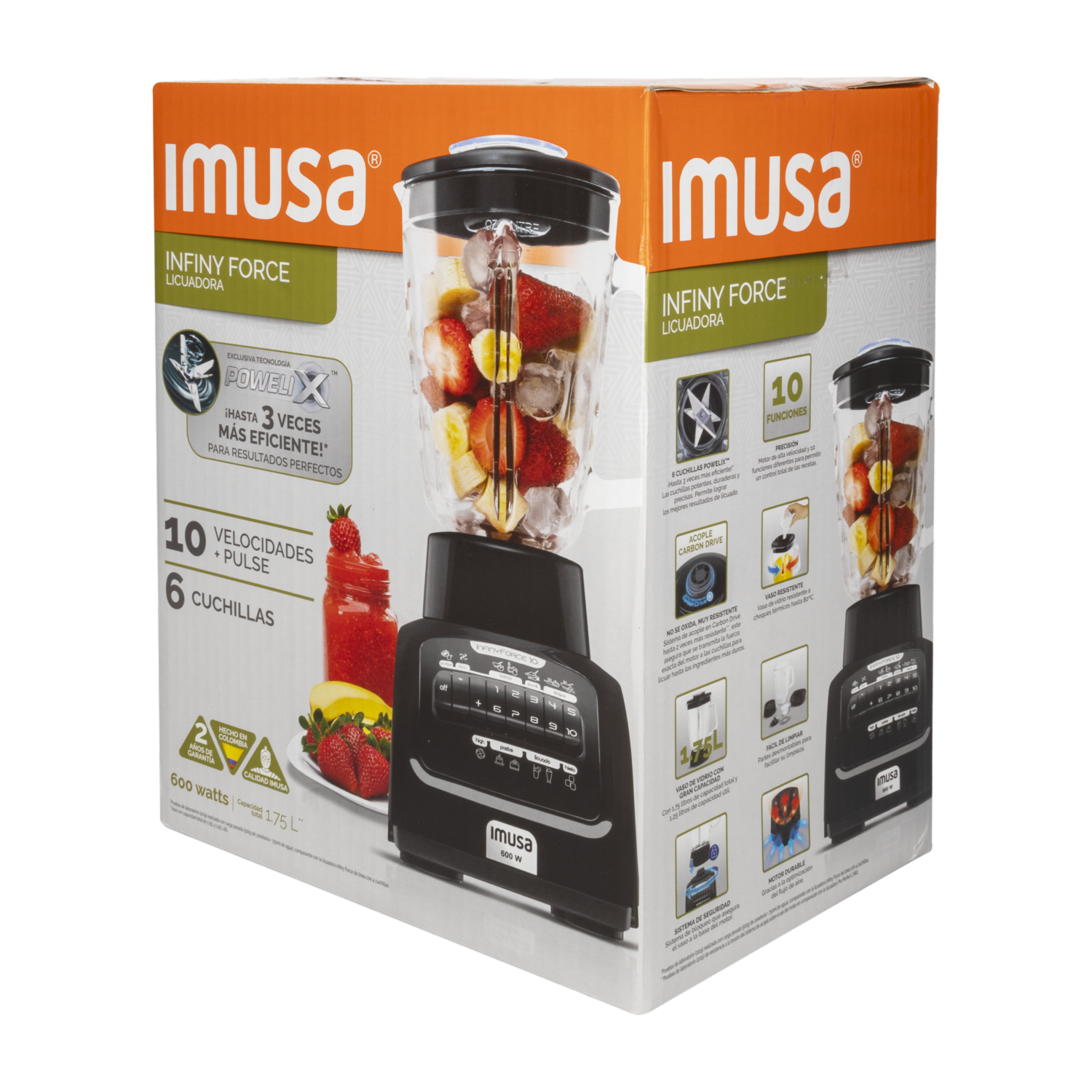 Licuadora 600 Watts InForce 5861031313 IMUSA 10 Velocidades