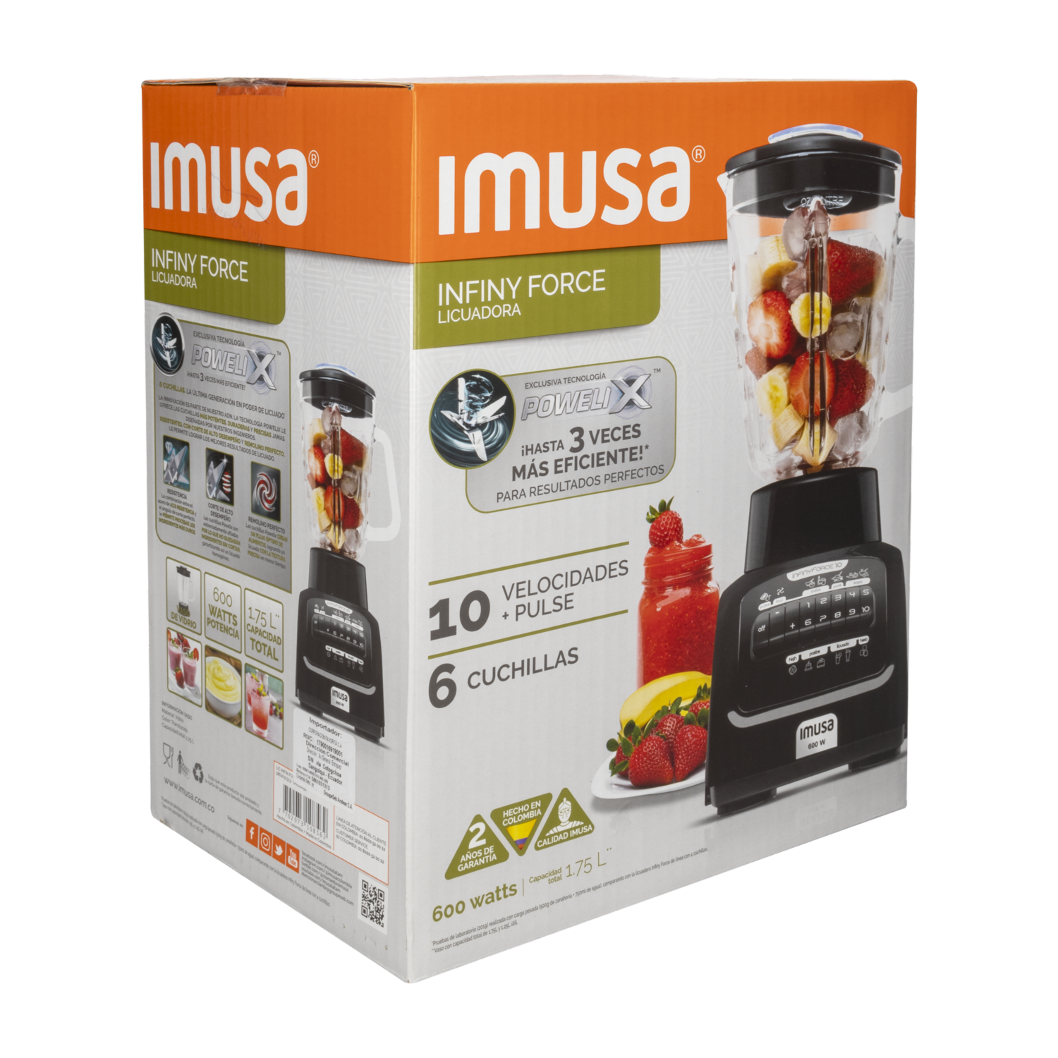 Licuadora 600 Watts InForce 5861031313 IMUSA 10 Velocidades