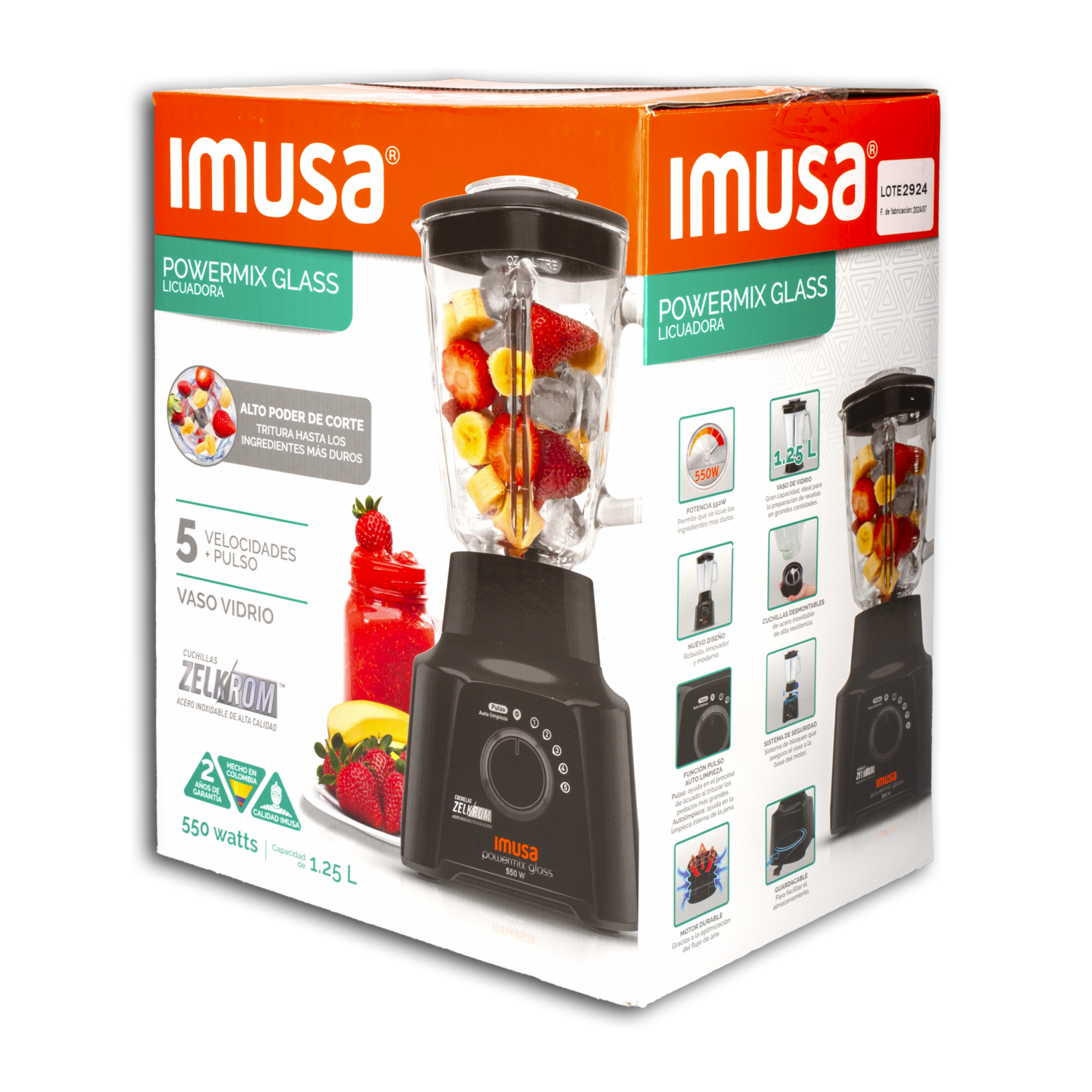 Licuadora 550 Watts Powermix 5861032007 IMUSA 5 Velocidades