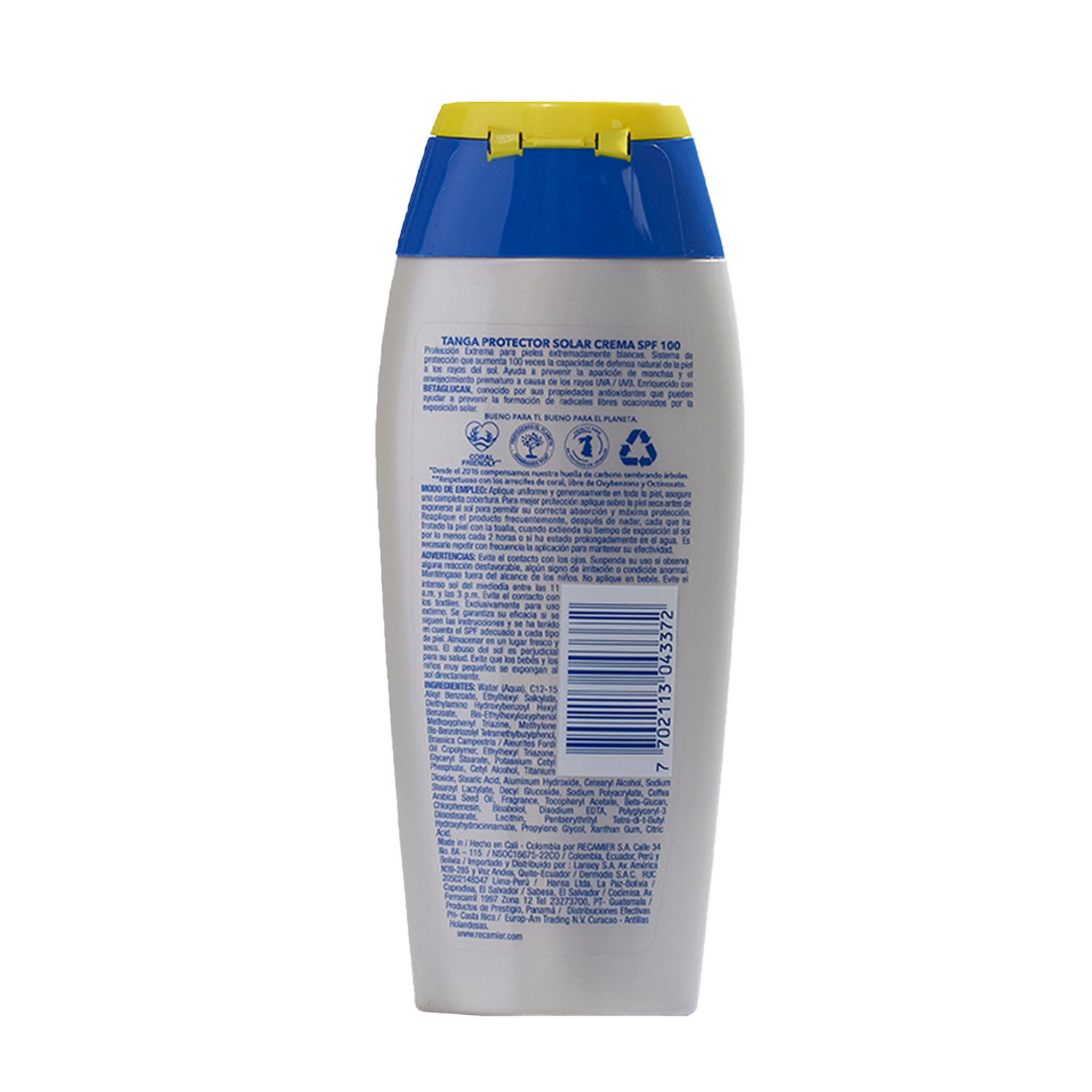 Protector Solar En Crema SPF 100 TANGA 130 Ml