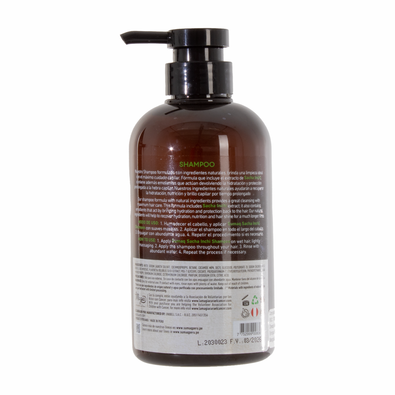 Shampoo De Cabello Sacha Inchi SUMAQ 500 Ml