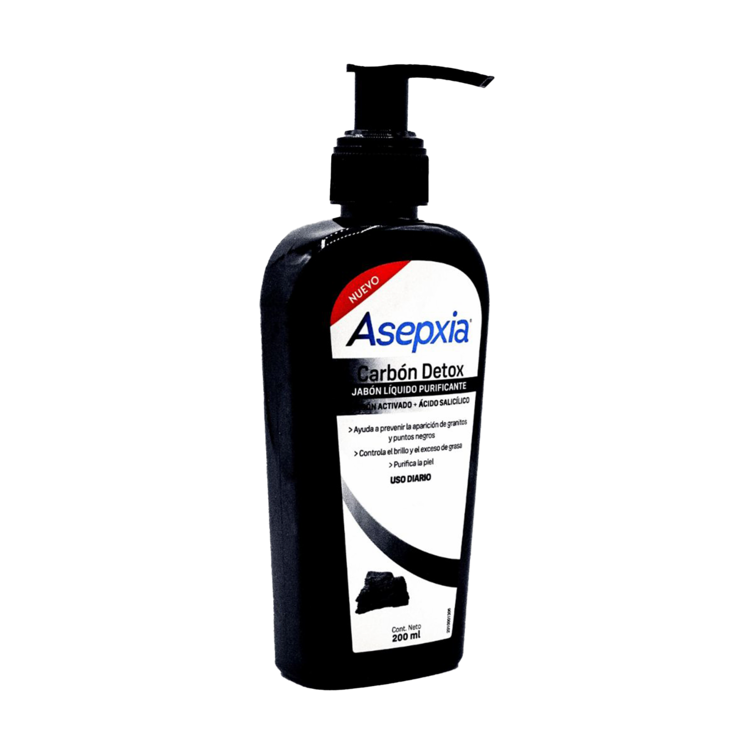 Jabón Facial Líquido Carbón Détox Purificante ASEPXIA 200 Ml