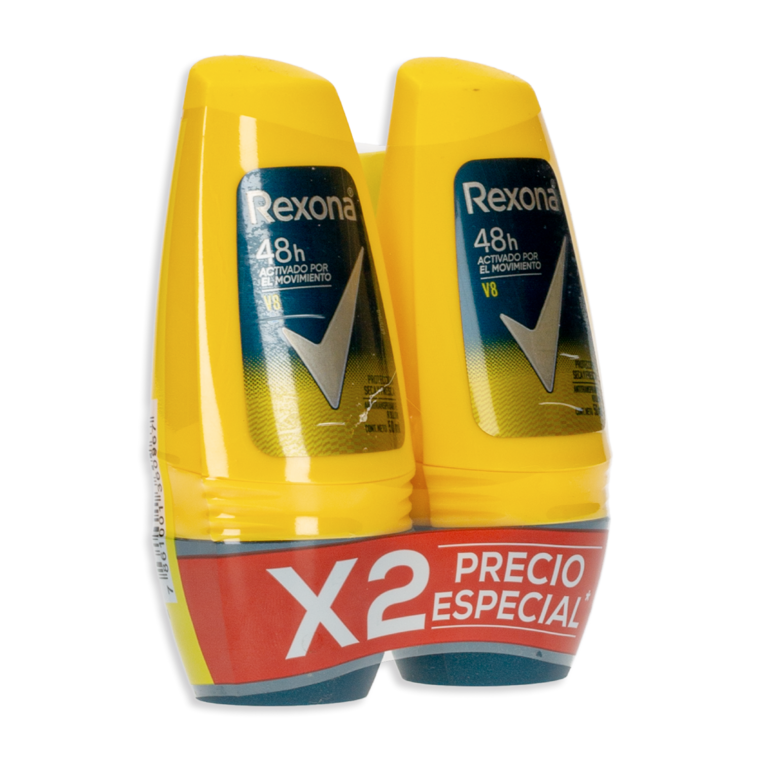 Desodorante En Roll On Para Caballero Antitranspirante On V8 REXONA 2 X 50 Ml
