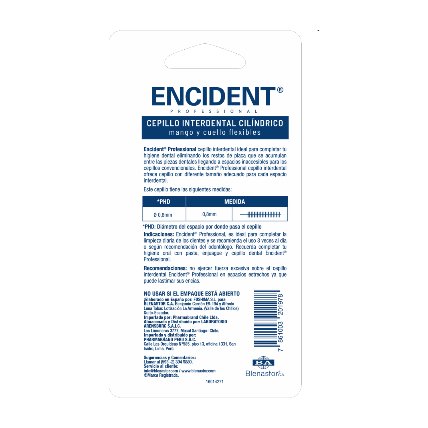 Cepillo Interdental Cilíndrica con mango antideslizante ENCIDENT X5 Uds