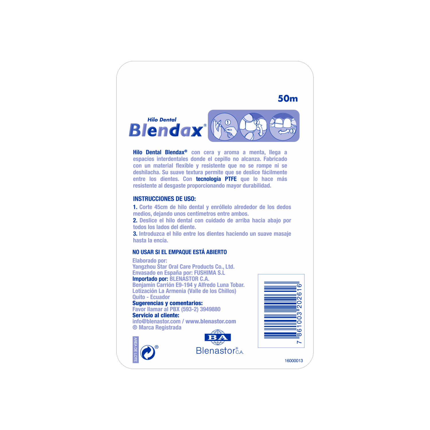 Hilo Dental Encerado BLENDAX 50 M