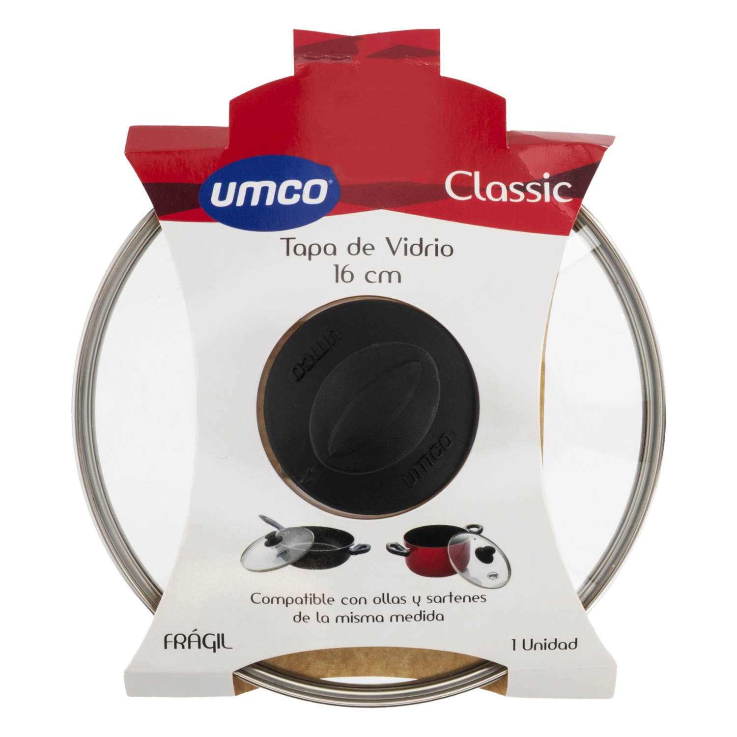 Tapa De Vidrio Para Ollas y Sartenes UMCO 16 Cm