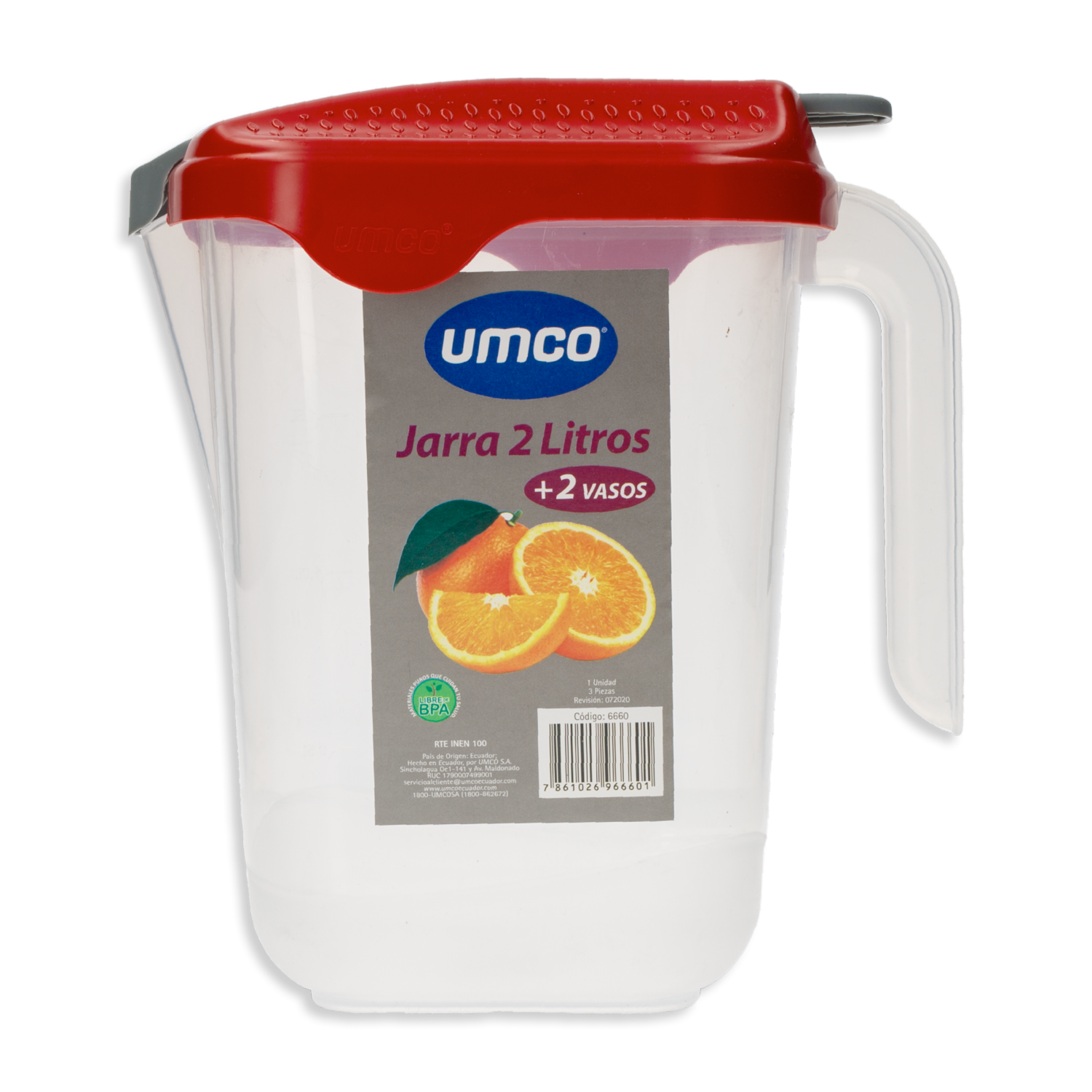 Set Jarra Para Bebidas Con 2 Vasos UMCO Unidad