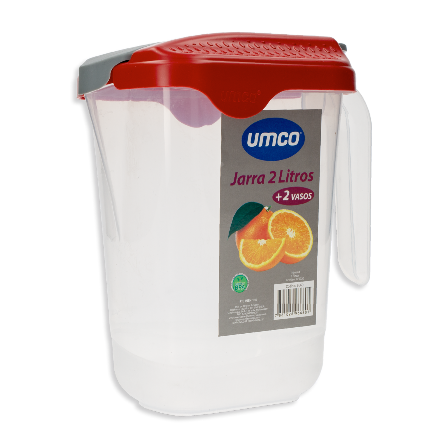 Set Jarra Para Bebidas Con 2 Vasos UMCO Unidad
