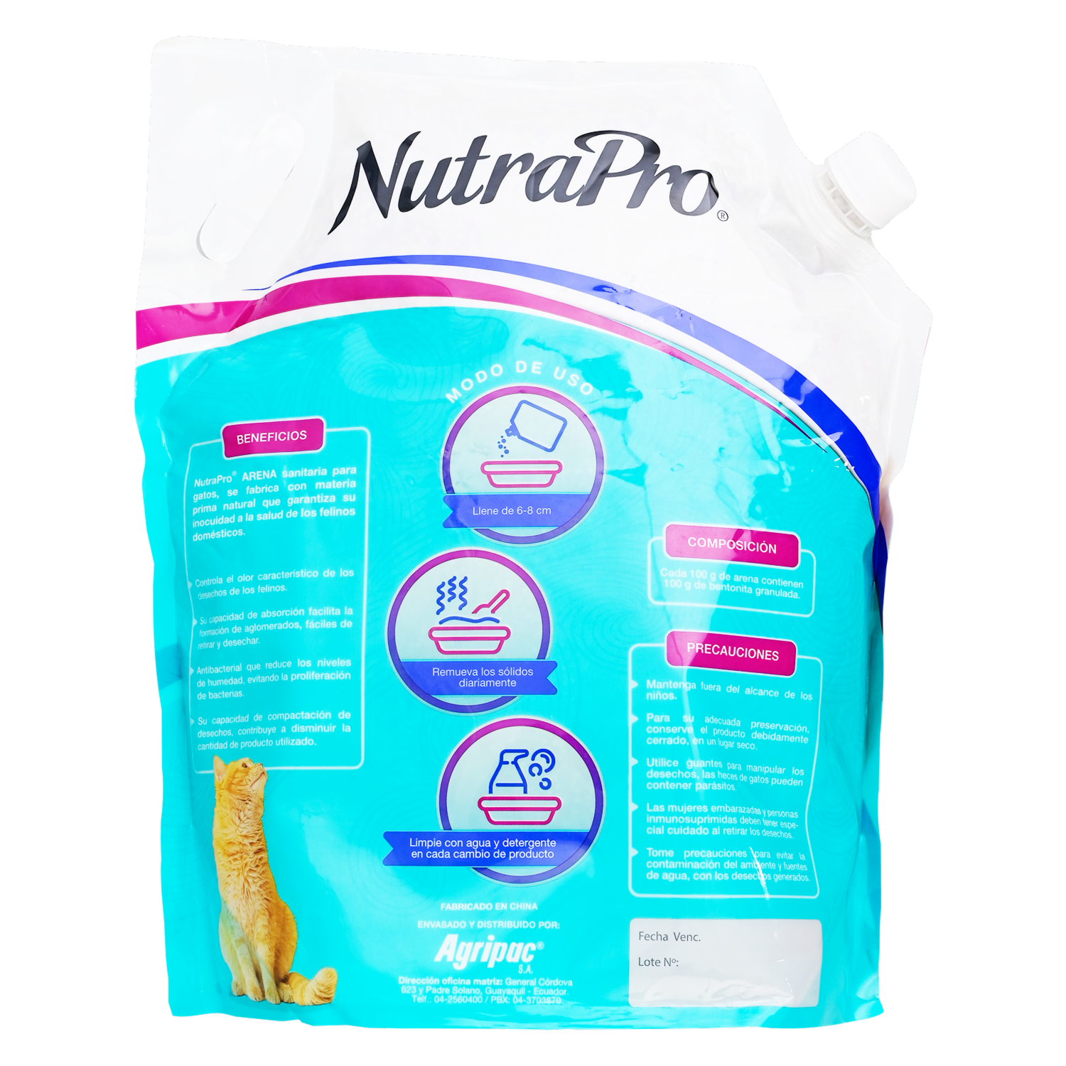 Arena Para Gatos Sanitaria NUTRAPRO 4 Kg