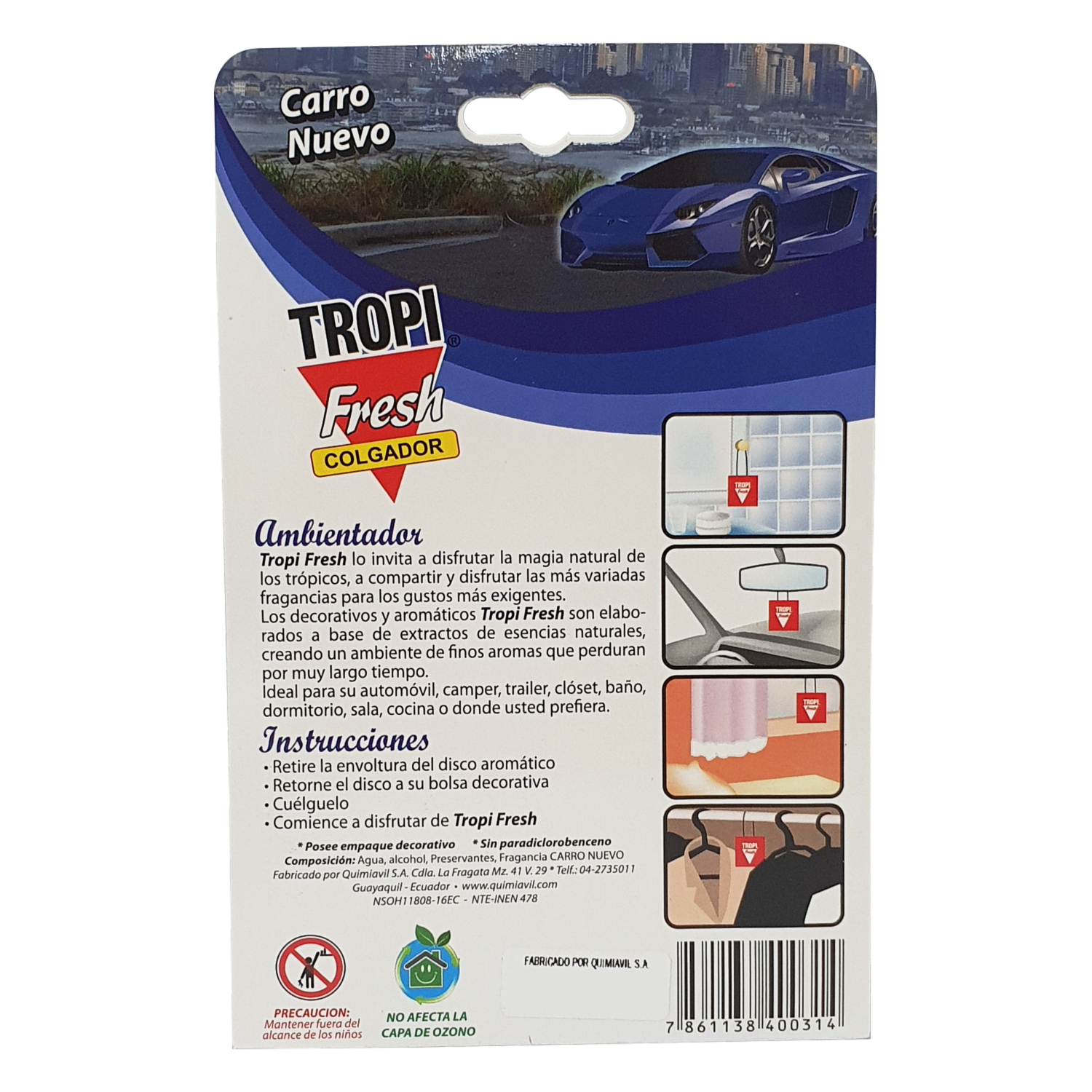 Ambiental Para Auto Con Colgador Aroma Carro Nuevo TROPI FRESH X 2 Uds