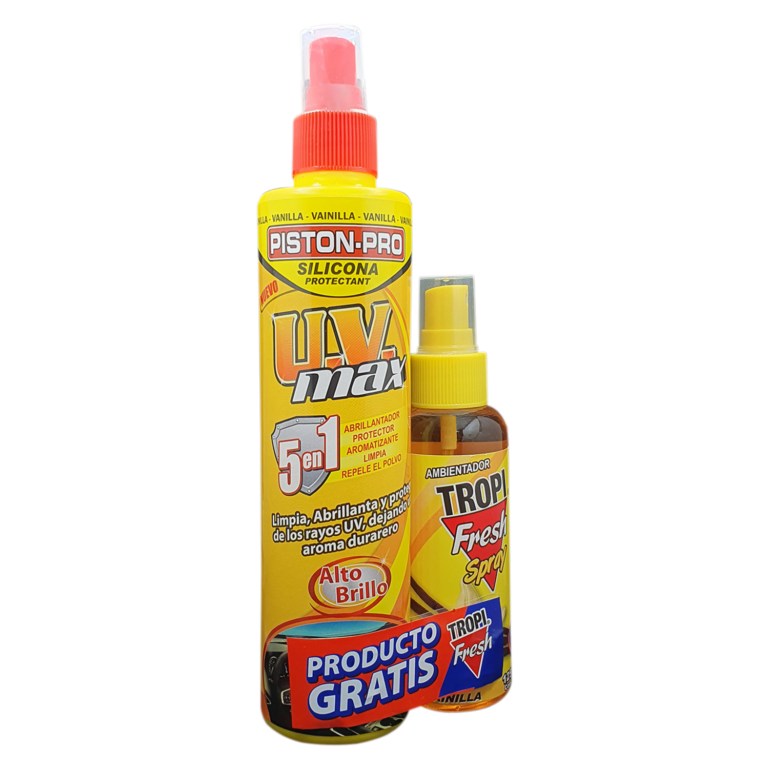 Silicona Automotriz Abrillantador Con UV 5 En 1 Aroma Vainilla PISTON PRO 300 Ml