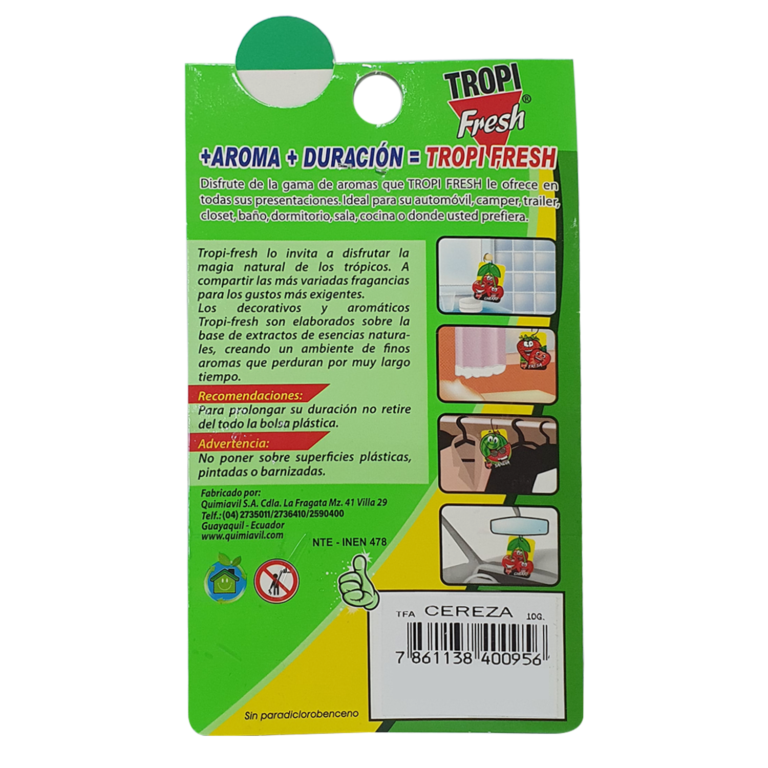 Ambiental Para Auto Con Colgador Aroma Cereza TROPI FRESH 10 G