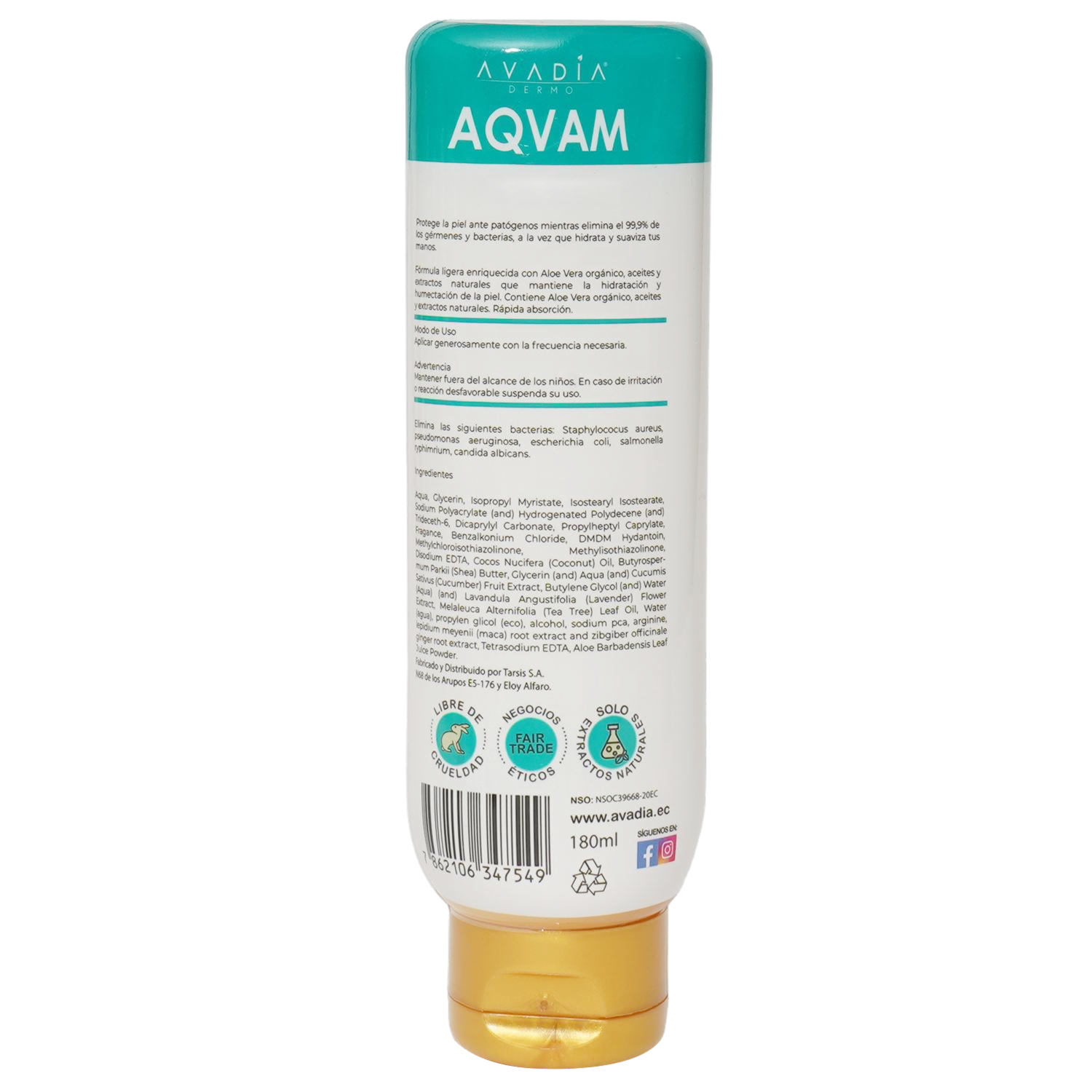 Crema Corporal Hidratante AVADÍA Presentación De 180 Ml