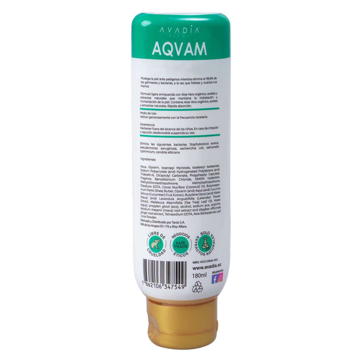 Crema Corporal Hidratante AVADÍA Presentación De 180 Ml