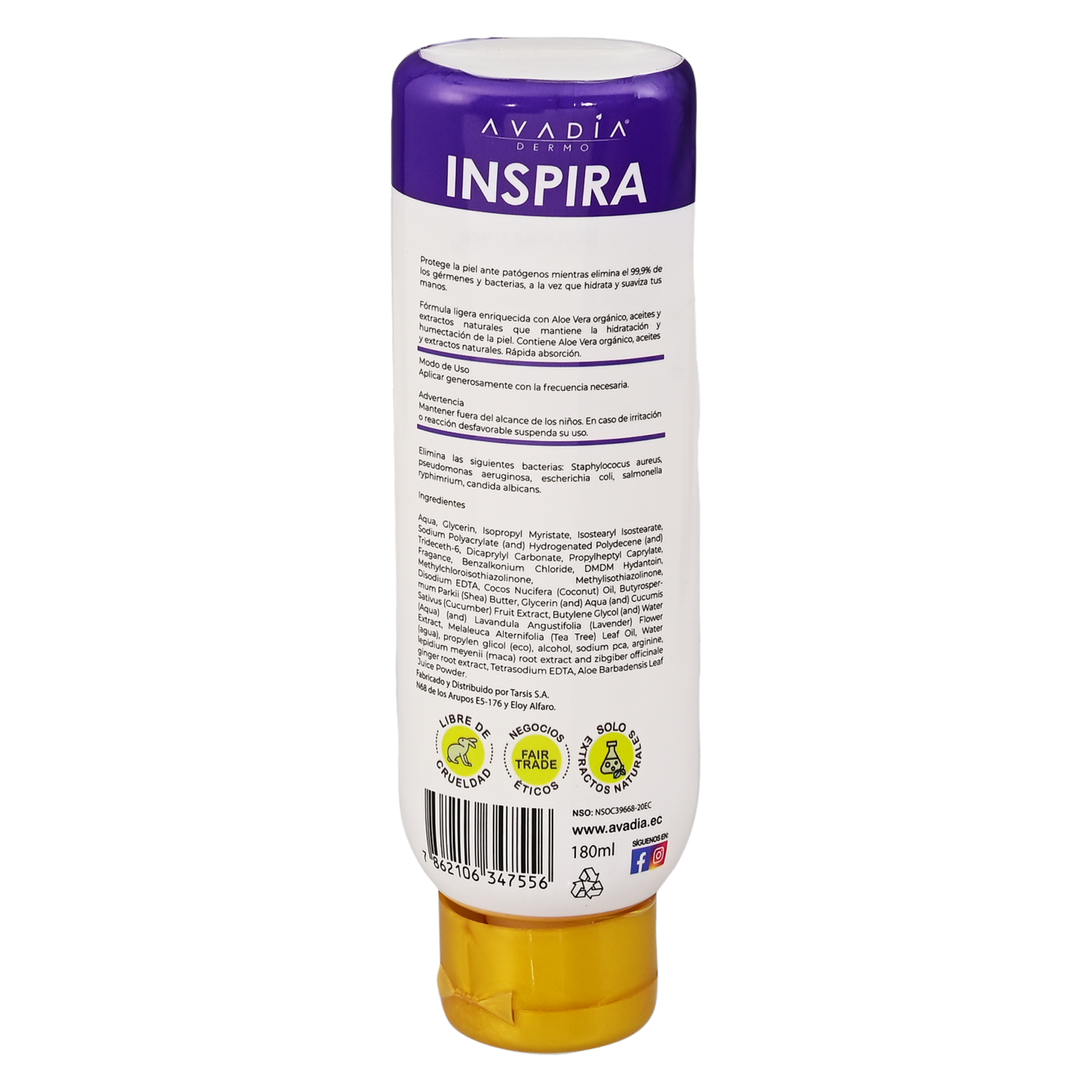 Crema Corporal Hidratante AVADÍA Presentación De 180 Ml