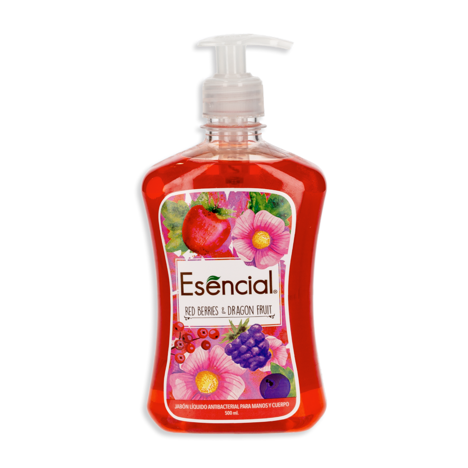 Jabón Líquido De Manos Y Cuerpo Fragancia Frutos Rojos ESENCIAL 500 Ml