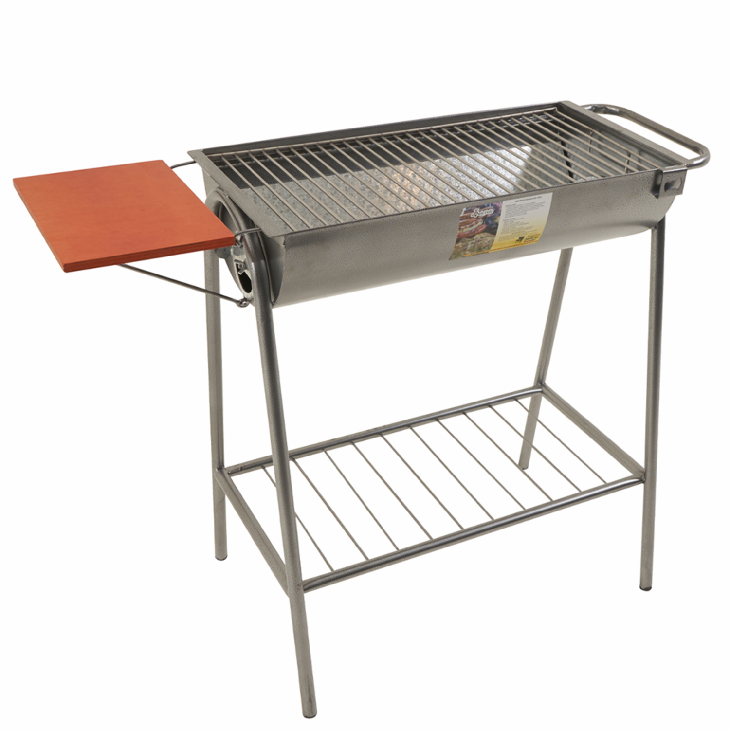 Parrilla De Carbón De Cilindro Con Repisa Plegable De Madera ARTE VALLE AC002
