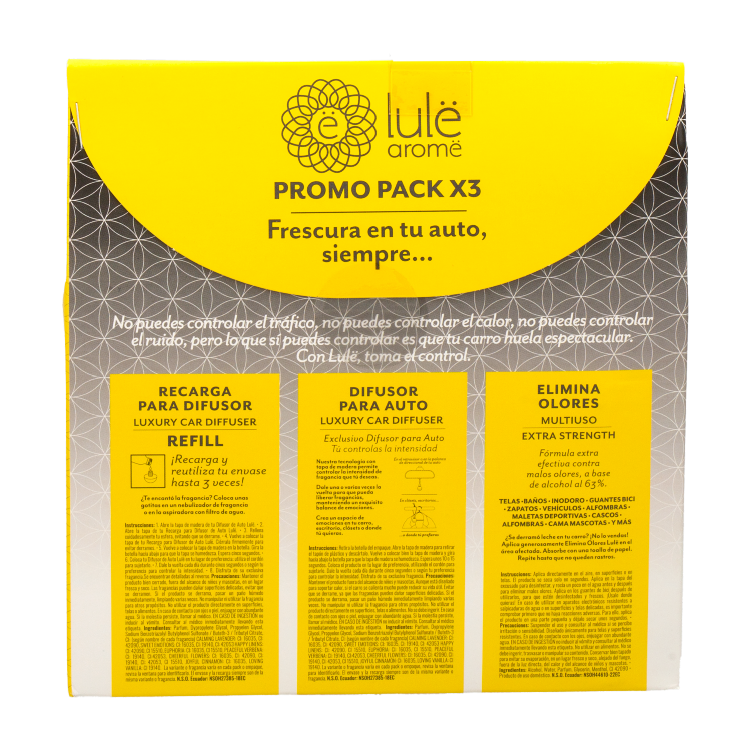Ambiental Para Auto Difusor Auto X3 Elim.Olor+Dif+Ref LULË AROMË Unidad