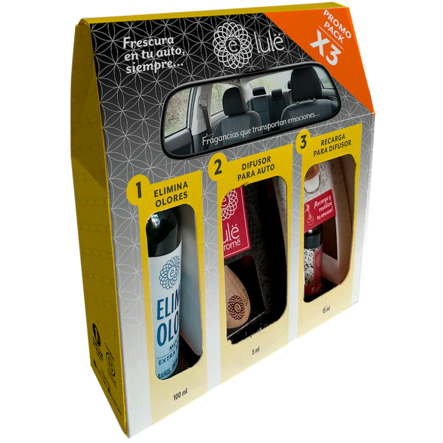 Ambiental Para Auto Difusor Auto X3 Elim.Olor+Dif+Ref LULË AROMË Unidad
