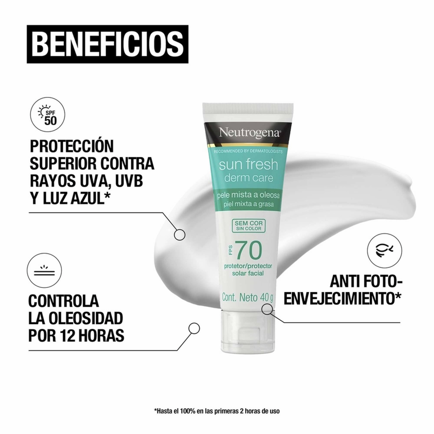 Protector Solar Facial Sin Color Spf70 NEUTROGENA 40 G