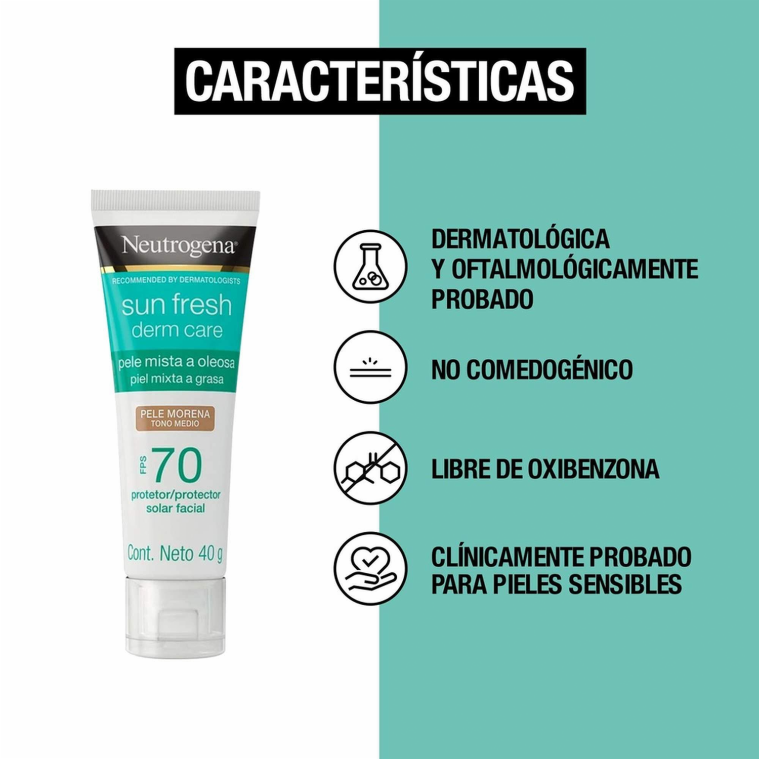 Protector Solar Facial Color Moreno Spf70 NEUTROGENA 40 G