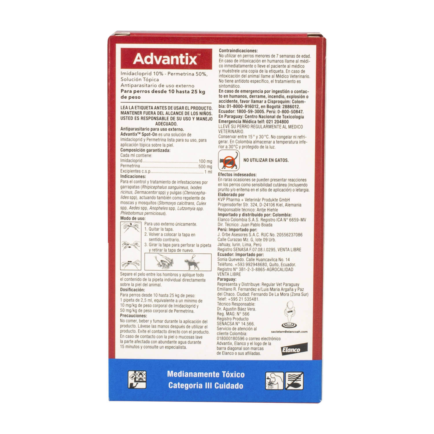 Pipeta Antiparasitario Para Perros De 10-25Kg ADVANTIX 2,5 Ml