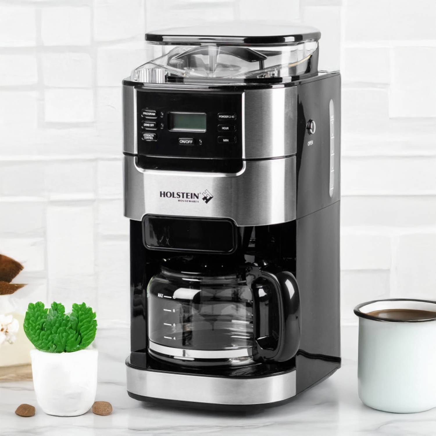 Cafetera Programable Con Molino HH-09101081SS HOLSTEIN 10 Tazas