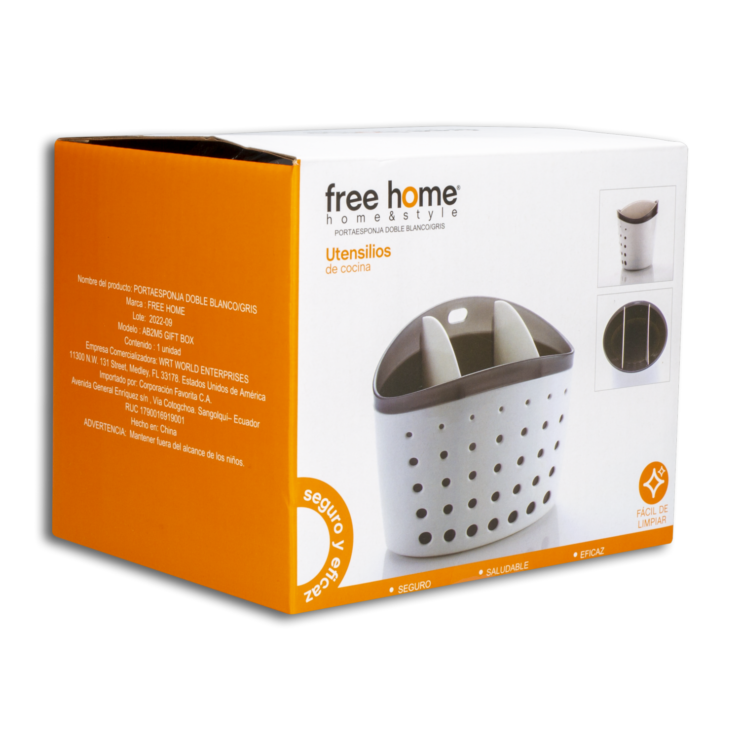 Porta Esponja Para Lavadero Doble Con Divisiones FREE HOME Unidad